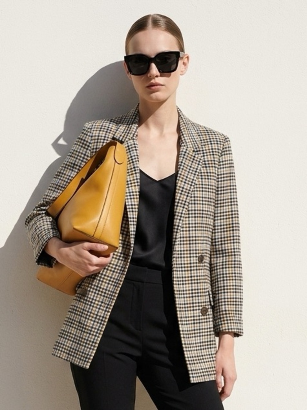 Love Tree Preppy Oversized Plaid Blazer Jacket double breasted